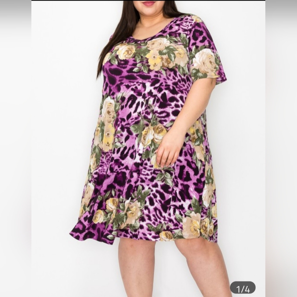 Zenana Plus Size Multicolored Floral and Animal Print Size 3X Dress
